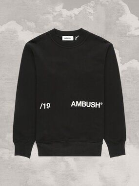 AMBUSH Crewneck Sweatshirt Size 1, XS Spellout Black Cotton Sweater(